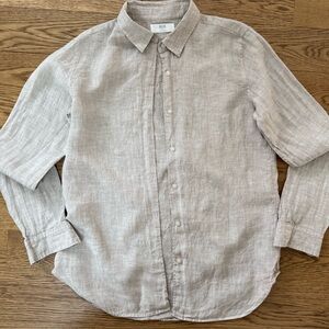 Uniqlo Light Beige Linen Button-Down Shirt